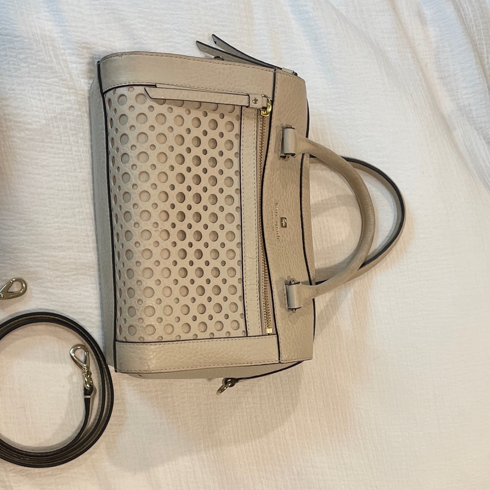 Kate Spade Delaney Perri Lane Bubbles Bone Leather Satchel hand Bag Top handles